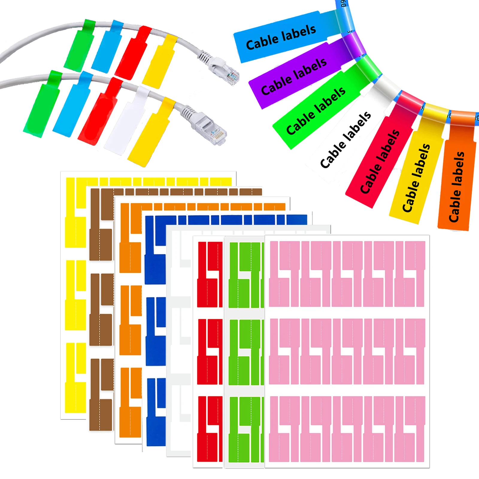 Label Printer - 240 Etiquetas Adesivas Coloridas para Cabos,